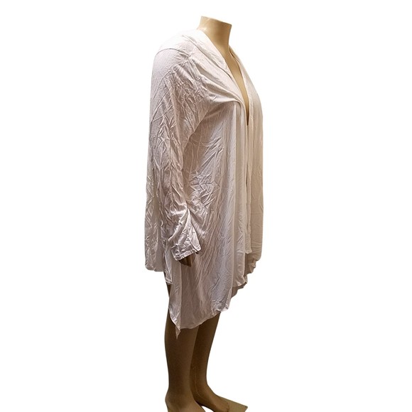 Hot Ginger White Stretchy Drape Open Front Hooded Duster Cardigan Overpiece 3X - Picture 2 of 5